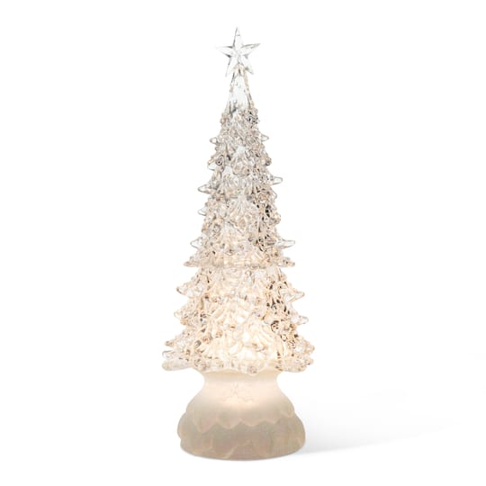 Glitzhome® 18.5" Lighted Acrylic Rotating Christmas Table Tree in White | Michaels®